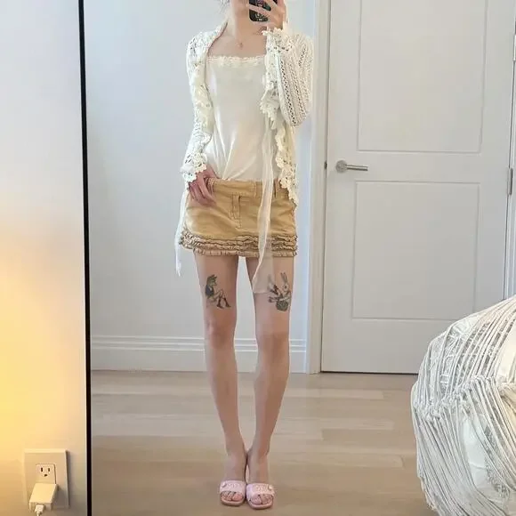 Korean deadstock cream crochet cardigan - Picture 2 of 7